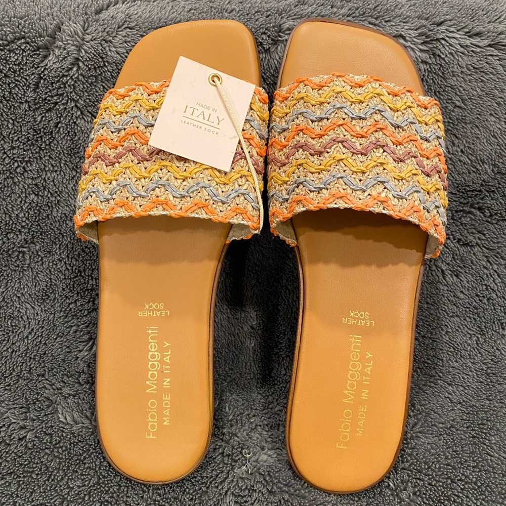 Multicolor Open Toe Slide Sandals
